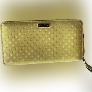 Kate Spade Neon Yellow patent zip around wallet Compartments Spades Design
